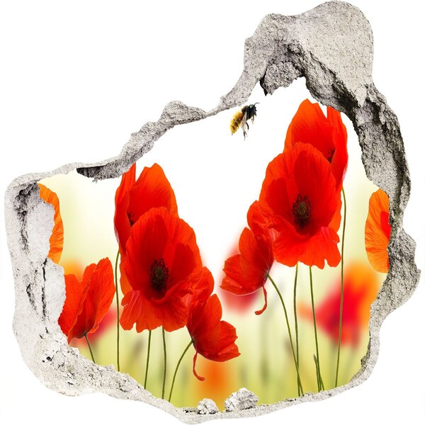 Hole wall sticker Flower paradise with a bee