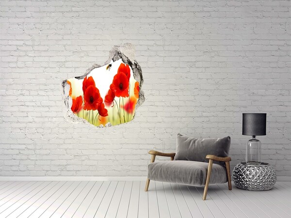 Hole wall sticker Flower paradise with a bee