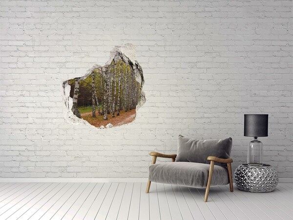 Hole wall sticker Forest alley among birches