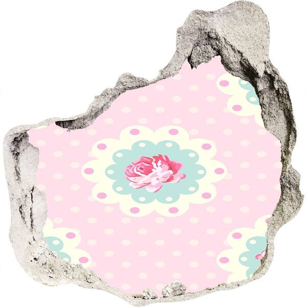 Hole in the wall decal Floral pattern on a pink background