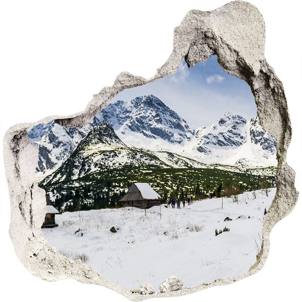 Hole in the wall decal Winter mountain landscape