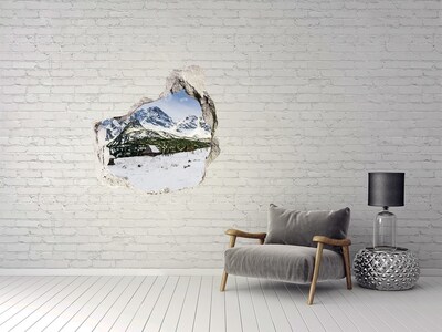 Hole in the wall decal Winter mountain landscape