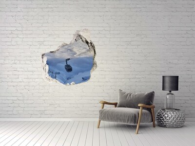 Hole in the wall decal Mountain cable car above the clouds