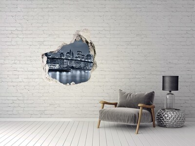 Hole in the wall sticker New York Bridge against the night sky