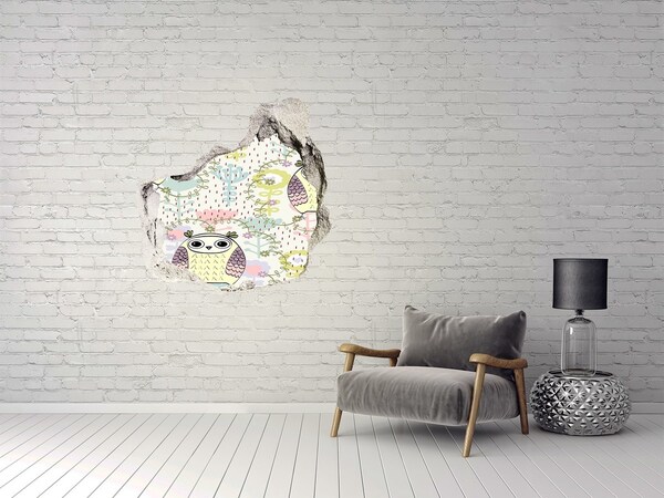 Hole in the wall sticker Owls