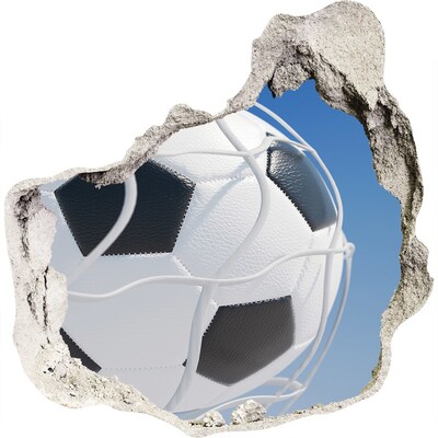 3D wall hole wallpaper Football in flight