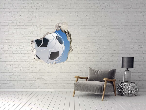 3D wall hole wallpaper Football in flight