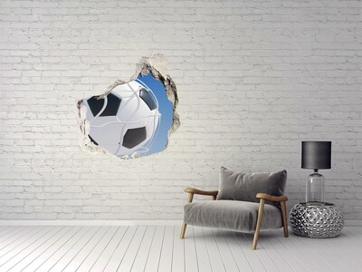3D wall hole wallpaper Football in flight