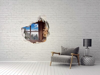 Hole in the wall decal Winter outside the window