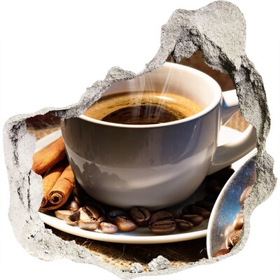 Hole in the wall decal Cup of coffee