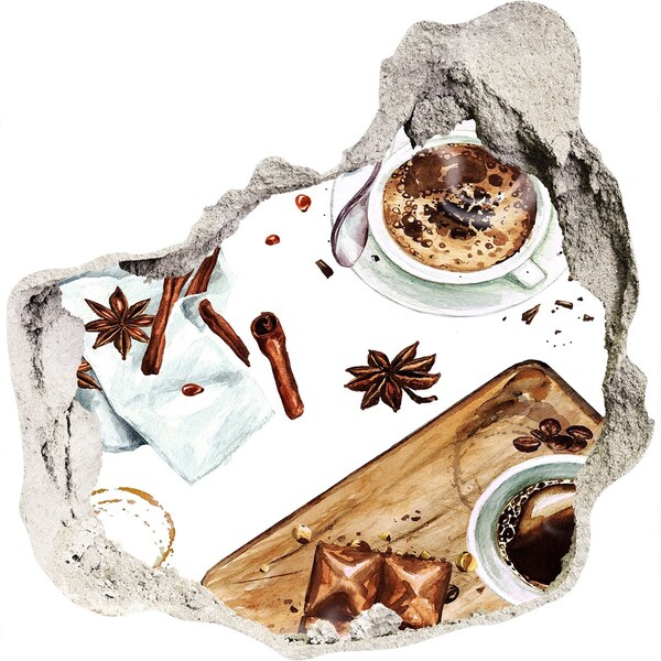 3D wall hole wallpaper Coffee corner with spices
