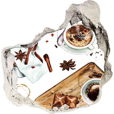 3D wall hole wallpaper Coffee corner with spices