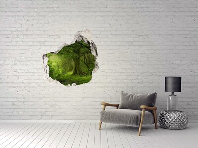 3D wall hole wallpaper A green forest full of life