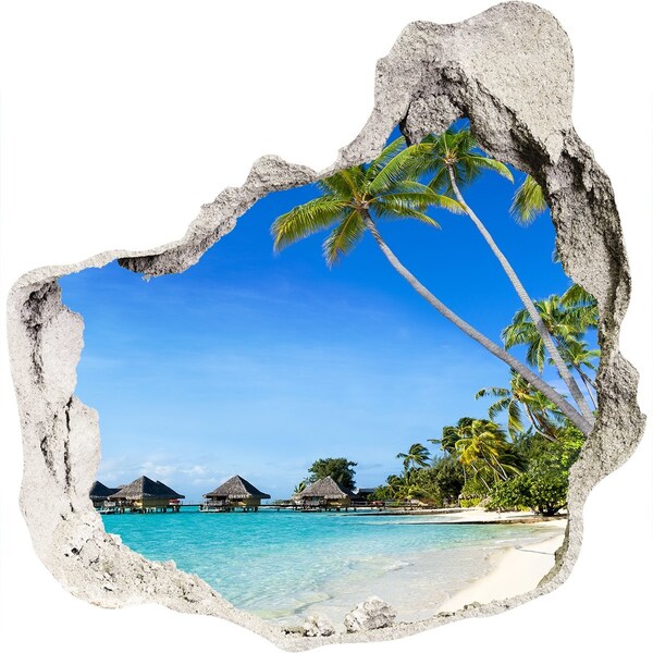 Hole wall sticker Caribbean Beach Through a Hole in the Wall