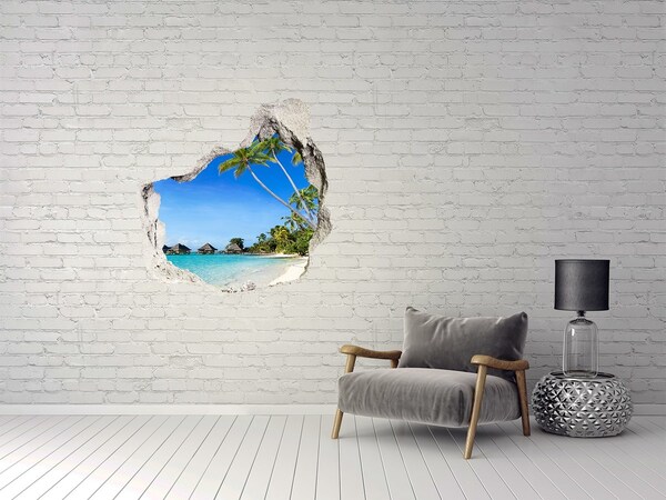 Hole wall sticker Caribbean Beach Through a Hole in the Wall