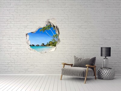 Hole wall sticker Caribbean Beach Through a Hole in the Wall