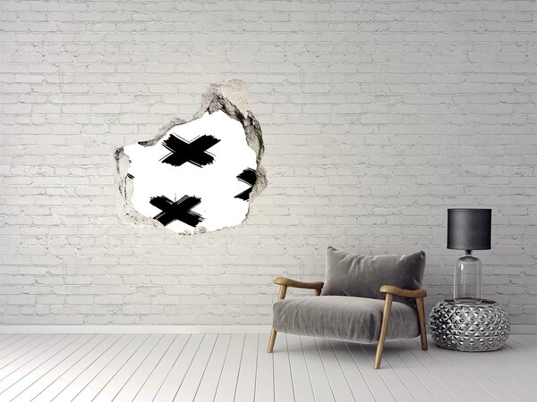 Hole in the wall sticker Black and white spots