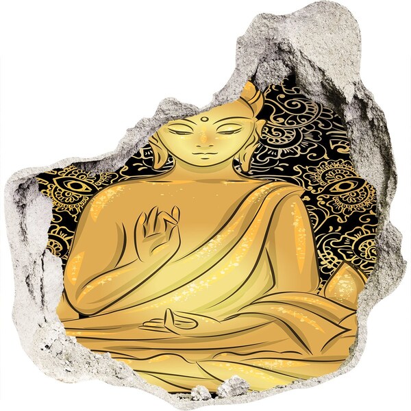 Hole wall sticker Golden Buddha surrounded by a mandala