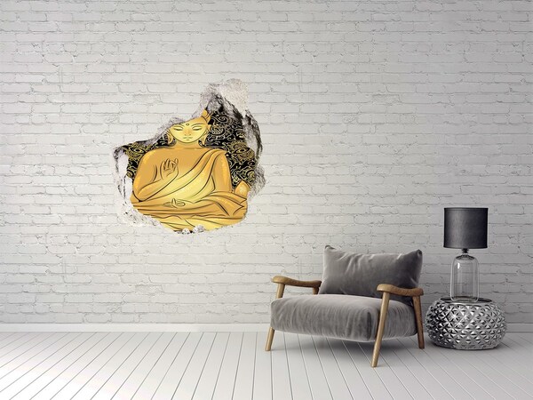 Hole wall sticker Golden Buddha surrounded by a mandala