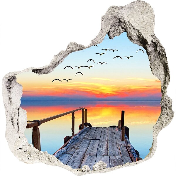 Hole in the wall sticker Sunset over the lake