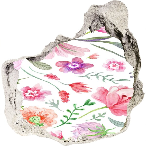 Hole wall sticker Flower garden behind the wall