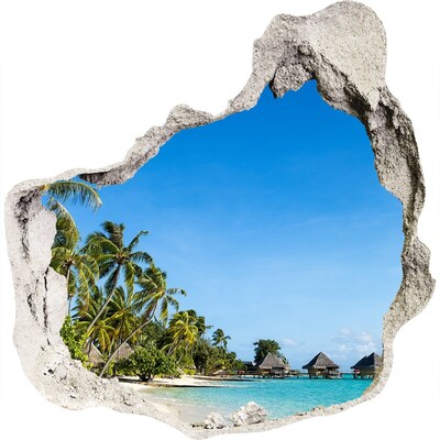 Hole in the wall decal Tropical beach with palm trees