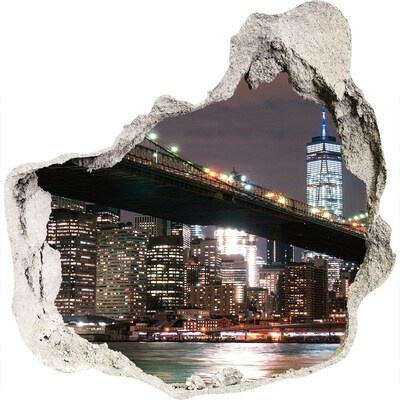 Hole in the wall decal Brooklyn Bridge at night