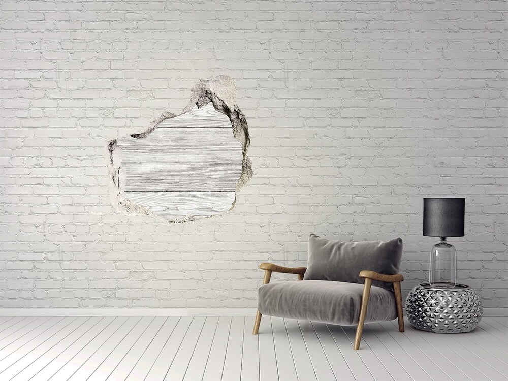 Hole wall sticker Wooden background