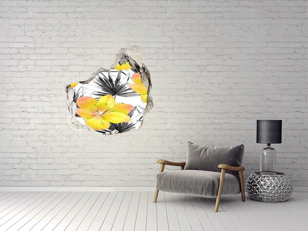 Hole wall sticker Hole-in-the-wall tropical garden