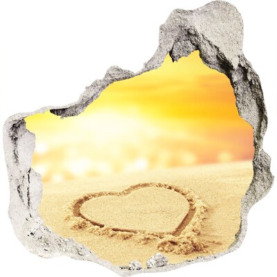 Hole wall sticker Golden beach with a heart