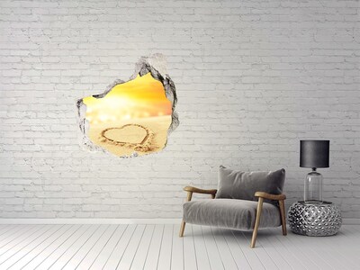 Hole wall sticker Golden beach with a heart