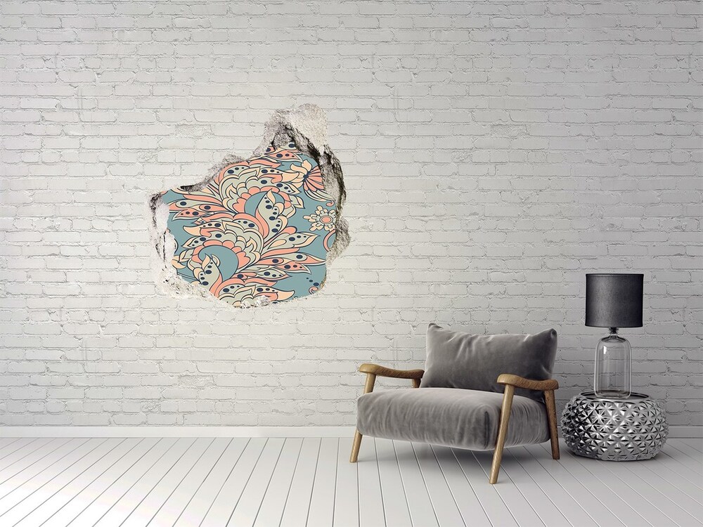 Hole wall sticker Ethnic flowers