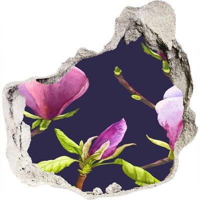 Hole in the wall sticker Magnolia flowers through a hole in the wall