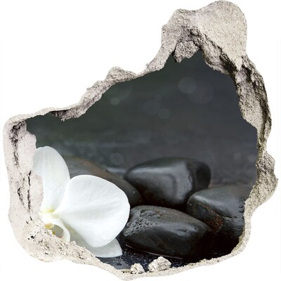 Hole wall sticker Flower and stones against the background of water