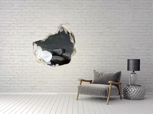 Hole wall sticker Flower and stones against the background of water