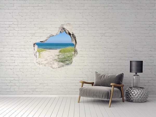3D wall hole wallpaper View of the beach