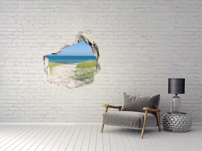 3D wall hole wallpaper View of the beach