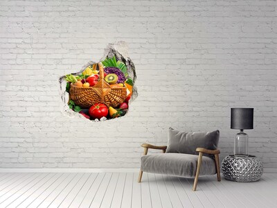 Hole wall sticker A basket full of fresh fruit and vegetables