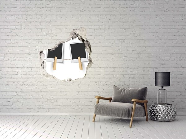 Hole in the wall decal A damaged wall with picture frames
