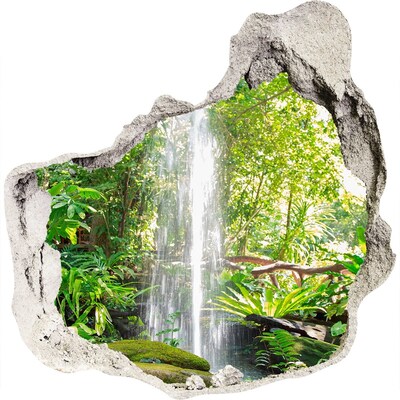 Hole wall sticker Tropical waterfall in the jungle