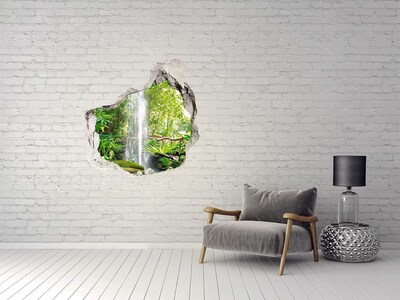 Hole wall sticker Tropical waterfall in the jungle
