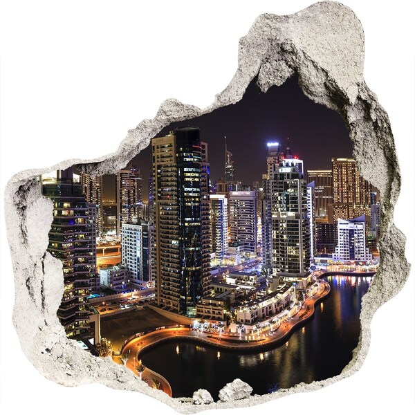 Hole in the wall decal Dubai night panorama