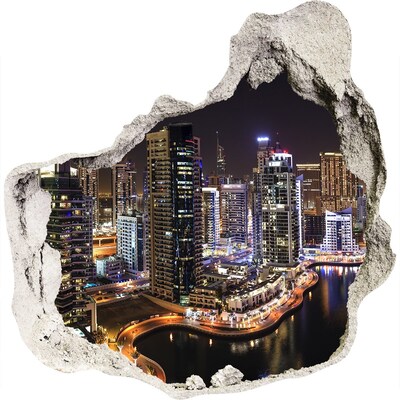 Hole in the wall decal Dubai night panorama