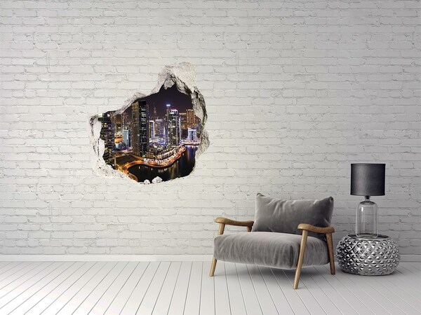 Hole in the wall decal Dubai night panorama