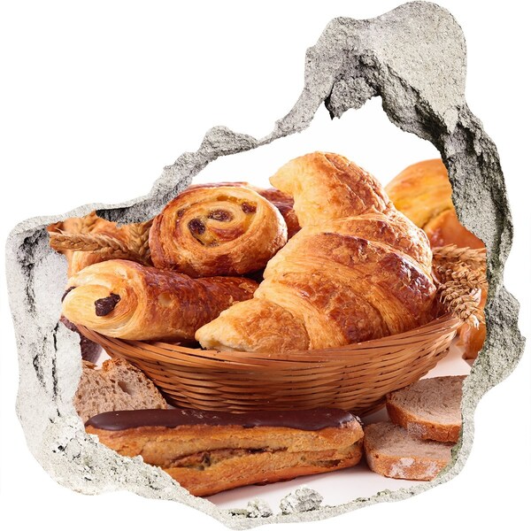 Hole in the wall sticker Delicious baked goods in a basket