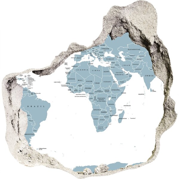 Hole in the wall sticker A hole-in-the-wall world map