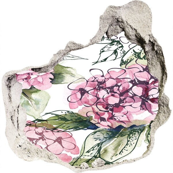 Hole in the wall decal Hydrangea