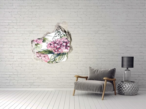 Hole in the wall decal Flower landscape through a hole in the wall