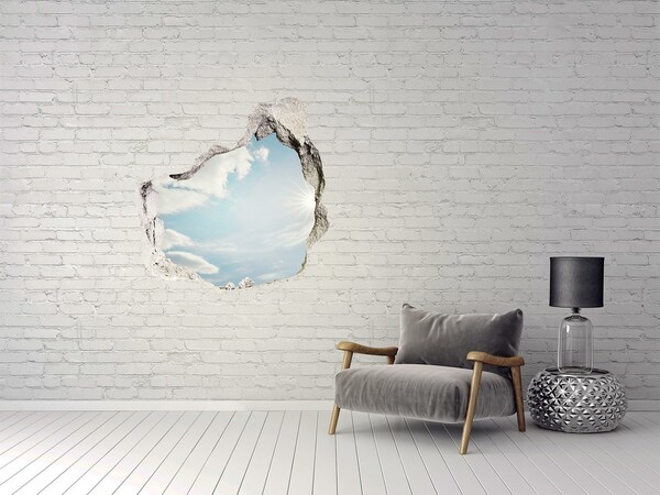 Hole in the wall sticker Sky with sun rays