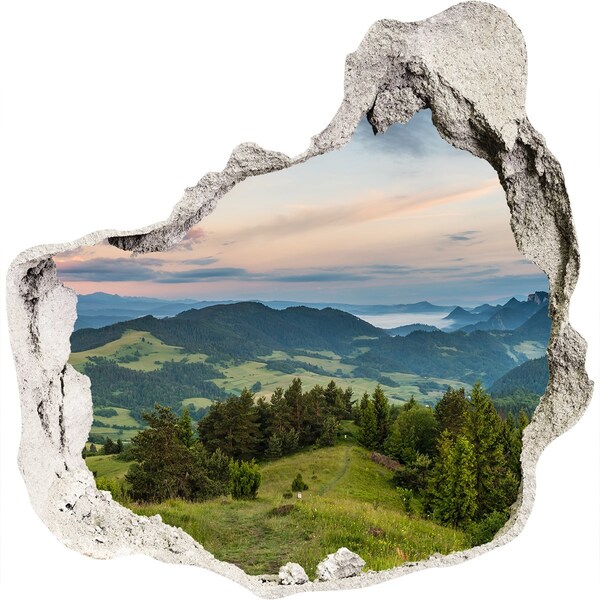 Hole in the wall decal Mountain landscape at sunrise